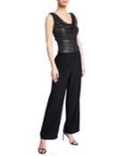 Glitter-bodice Wide-leg Jumpsuit