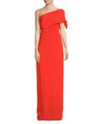 One-shoulder Crepe Column Gown