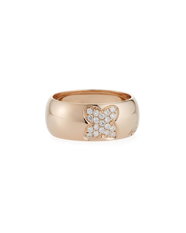 18k Rose Gold Diamond Clover Ring,