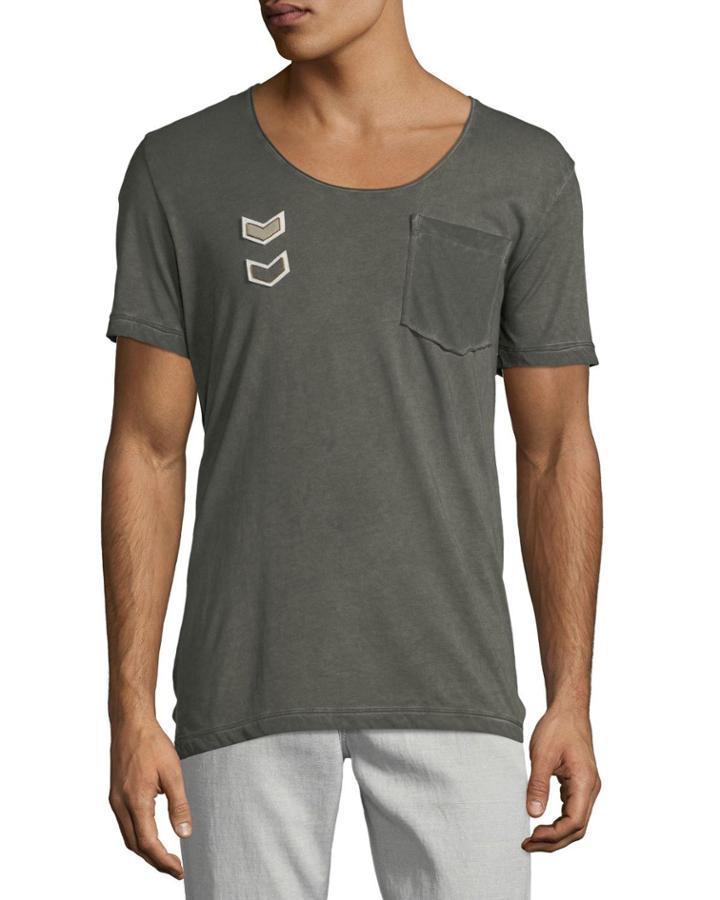 Men's Military Patchwork Crewneck Tee