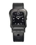 43mm B. Fendi Diamond Buckle Watch With Leather