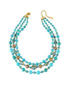 3-strand Bead Necklace, Turquoise