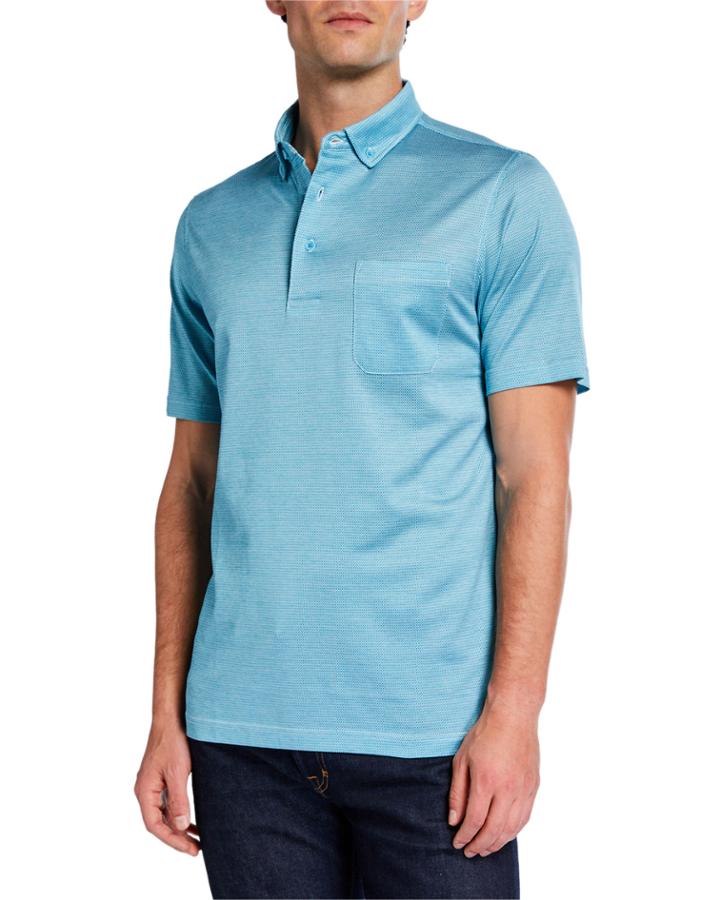 Men's Check Mercerized Knit Polo