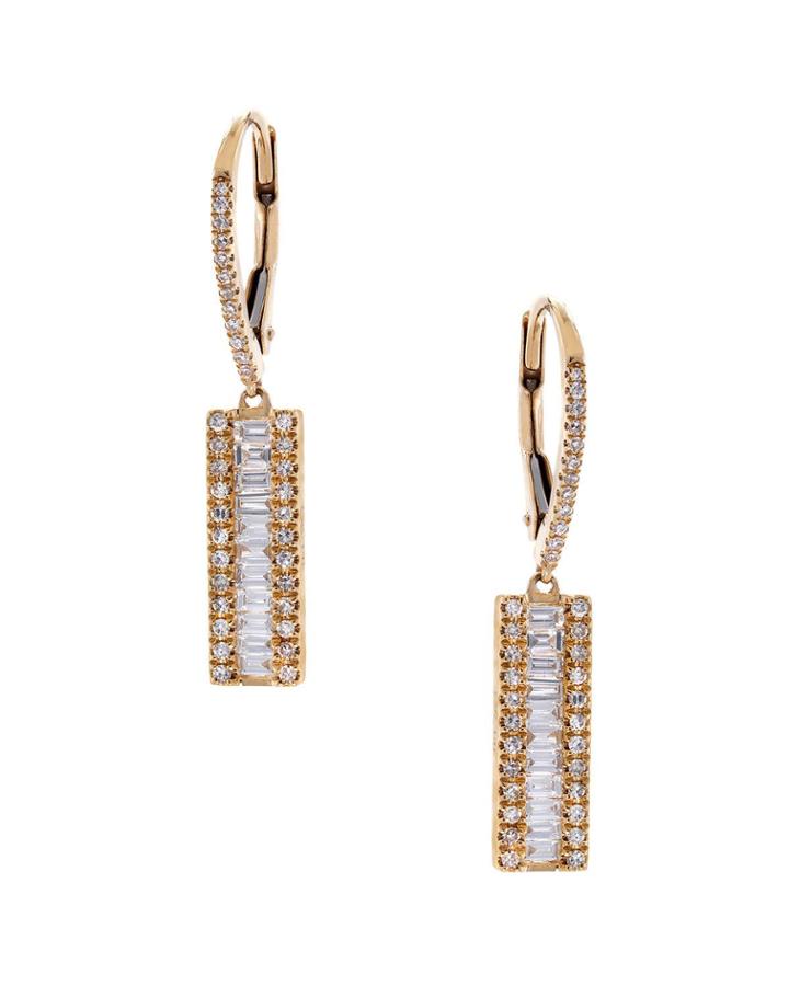 14k Diamond-baguette Drop Earrings