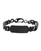 Men's Stainless Steel Chain Id Plate Bracelet, Black