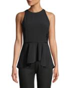 Satin & Crepe Lace Detail Peplum Tank