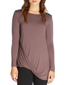 Long-sleeve Twist-front Jersey Tee