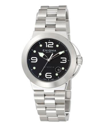 Automatic Watch W/ Bracelet Strap, Black/silvertone