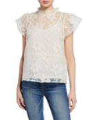 Embroidered Frill Organza Top