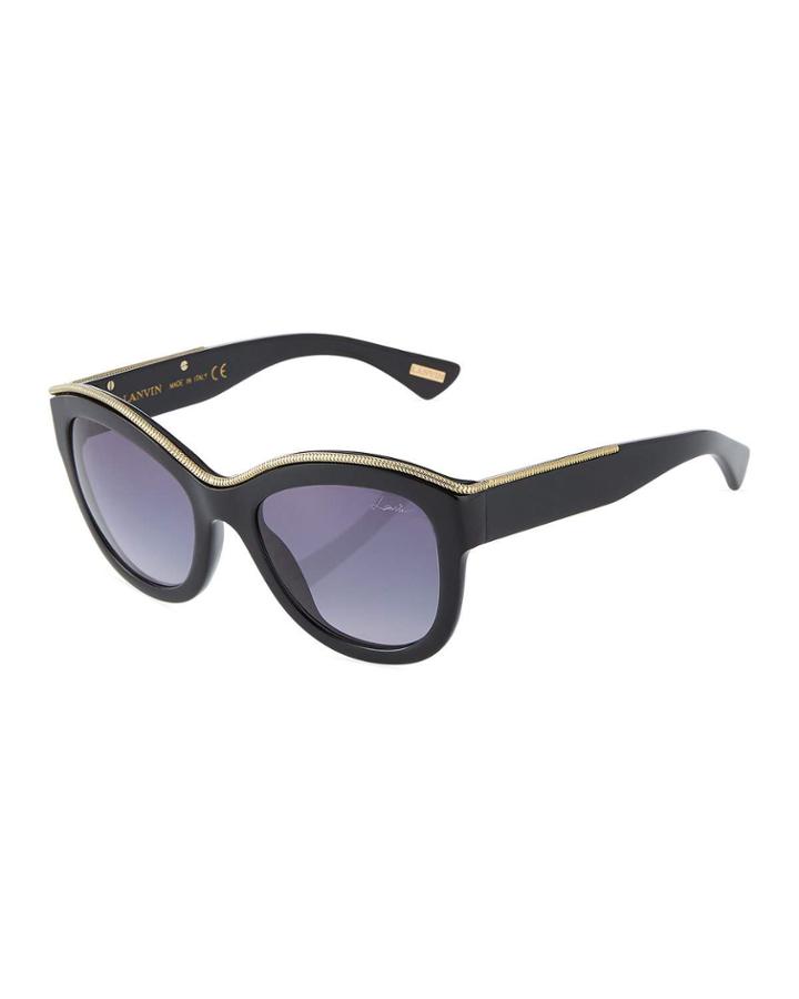 Oversized Round Acetate Chain-trim