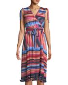 Wrapped Pleated Bow-shoulder Dress