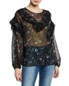Winter Night Sheer Ruffle Blouse