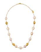 Pink Pearl & Nugget-station Necklace