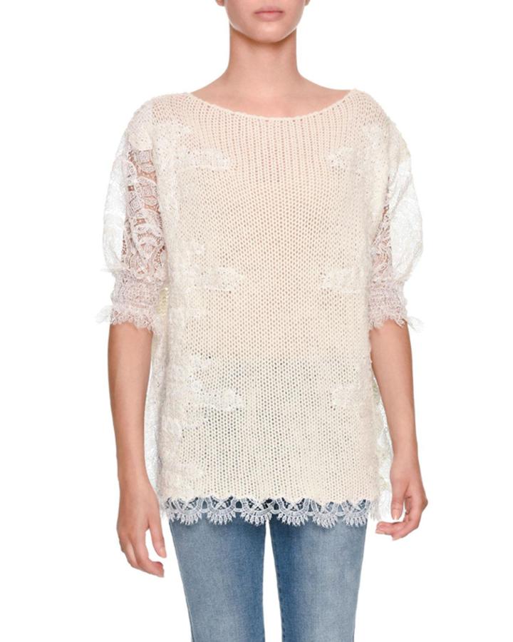 Half-sleeve Light-cashmere Sweater With