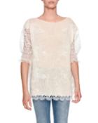Half-sleeve Light-cashmere Sweater With
