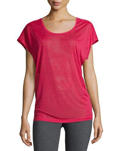 Camryn Keyhole Tee, Pink Goji
