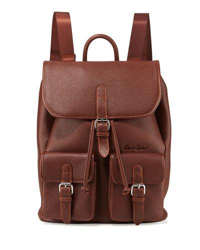 Johnny Pebbled Faux-leather Backpack, Cognac