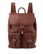 Johnny Pebbled Faux-leather Backpack, Cognac