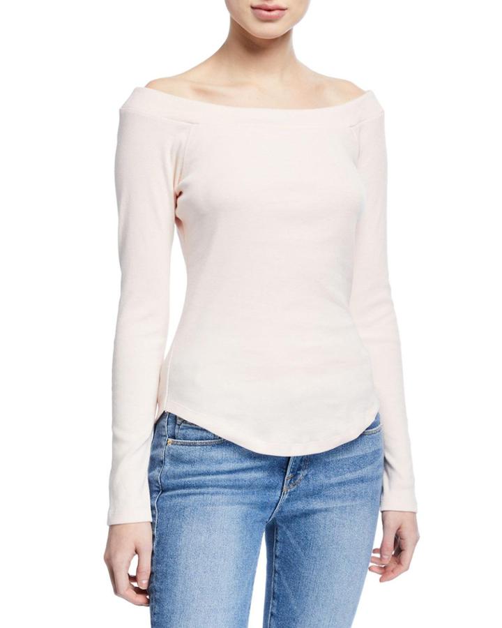 Off-the-shoulder Raglan-sleeve T-shirt