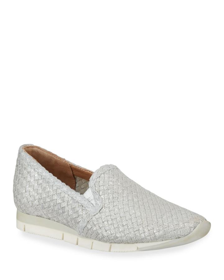 Carlee Metallic Woven Leather Slip-on