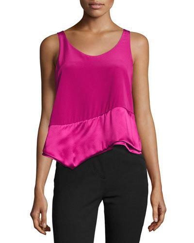 Layered Asymmetric Silk Tank, Pink