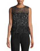 Joselyn Feather-trim Blouse