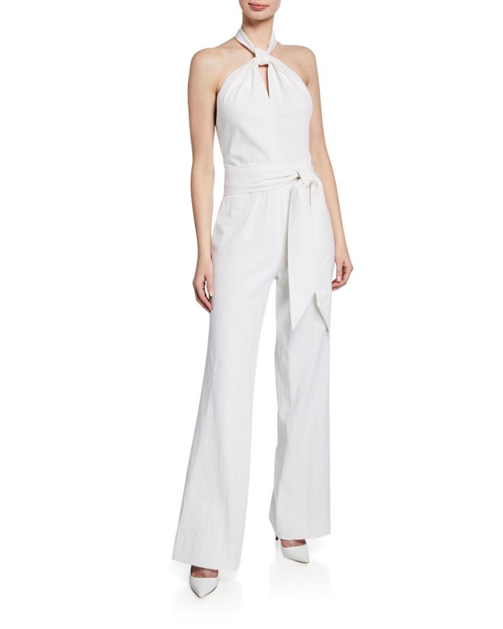 Denim Halter Wide-leg Jumpsuit