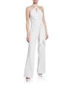 Denim Halter Wide-leg Jumpsuit