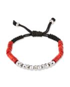 Men's Agate/stainless Steel Beaded Bracelet, Red