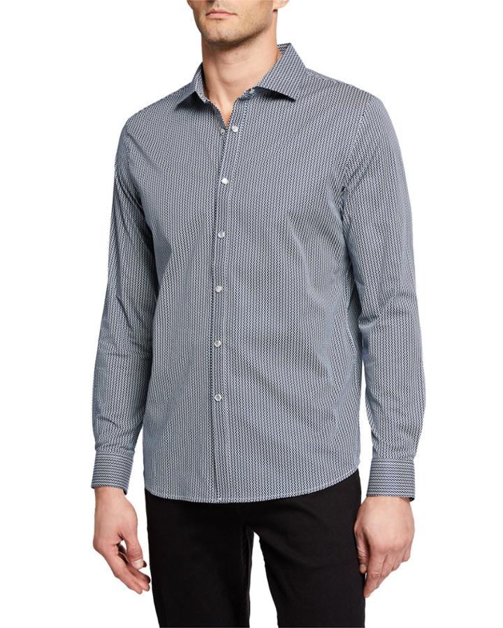 Men's Long-sleeve Dot Swirl-print