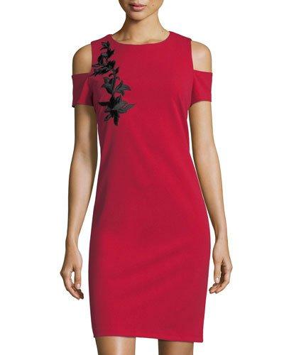 Embroidered Cold-shoulder
