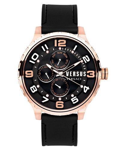 50mm Globe Oversized Chronograph Watch, Rose Golden/black