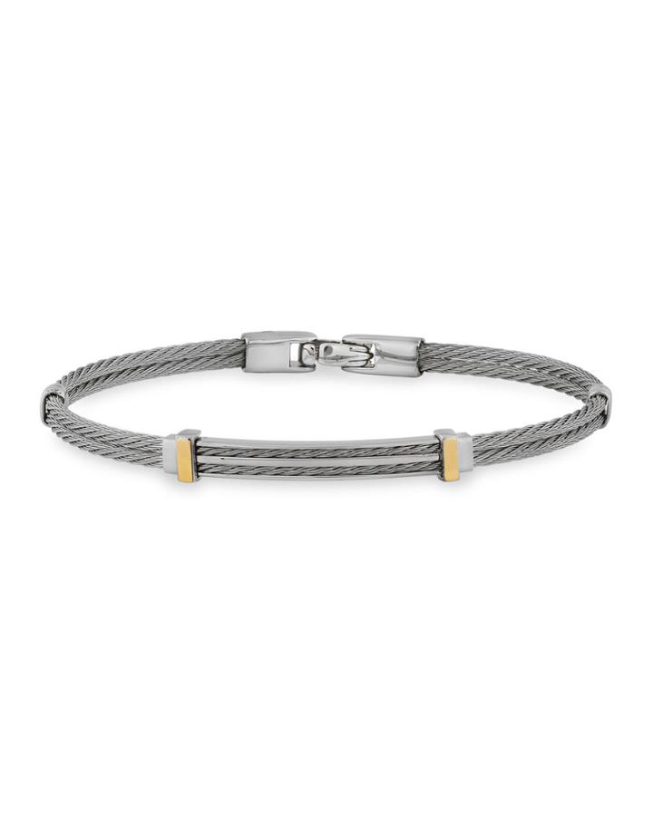 Men's 2-cable & Cutout-station Bracelet, Gray