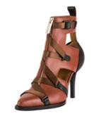 Tracy Colorblock Strappy Front-zip Ankle Boot