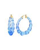 Bamboo Hoop Earrings, Blue