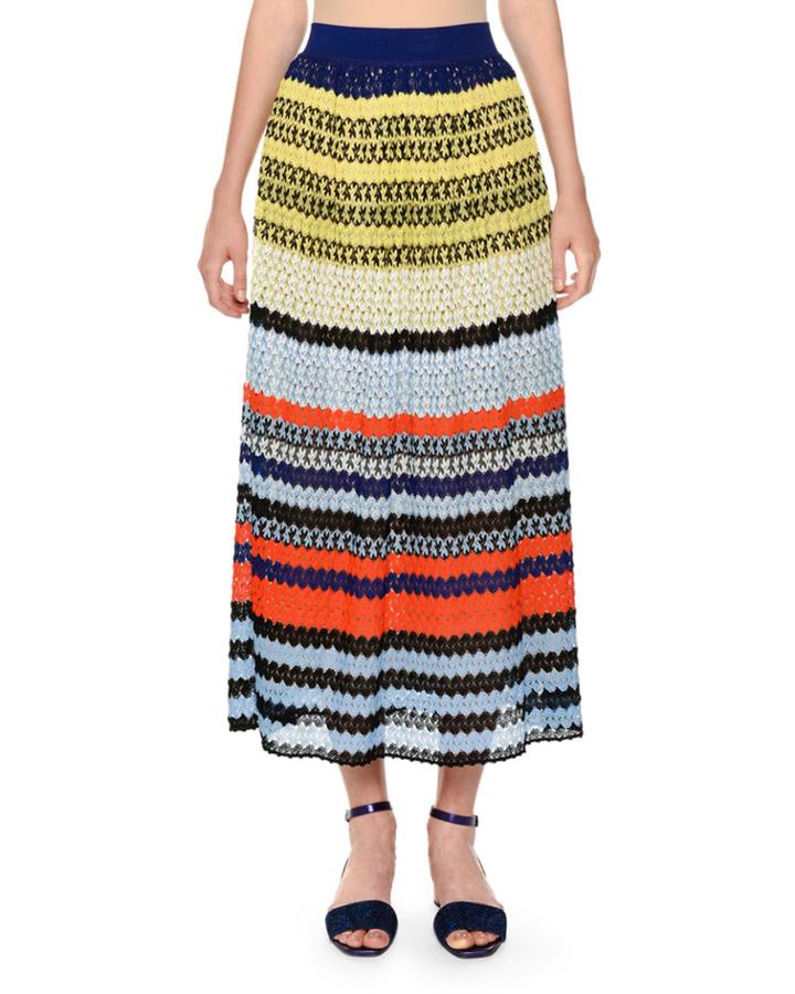Multicolor Lace Knit Full-length A-line