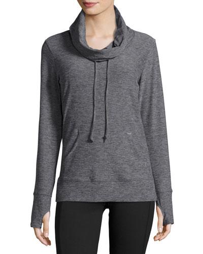 Cozy Jersey Cowl-neck Top, Heather Gray
