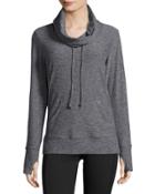Cozy Jersey Cowl-neck Top, Heather Gray