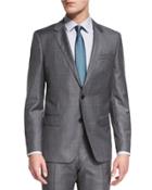 Huge Genius Slim-fit Basic Sharkskin Suit, Gray/teal