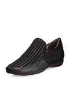 Gorgon Woven Zip Comfort Flat, Black