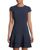 Cap-sleeve Flounce-hem Dress