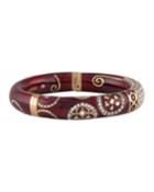 18k Rose Gold & Enamel Bangle W/ Diamonds,