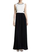 Sleeveless Combo Pleated-skirt