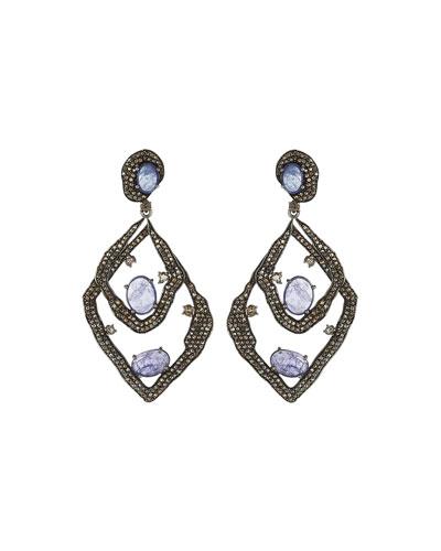 Champagne Diamond & Tanzanite Geometric Dangle Earrings