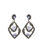 Champagne Diamond & Tanzanite Geometric Dangle Earrings
