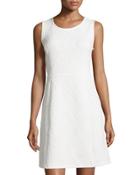 Sleeveless Quilted Fit-and-flare Dress, White