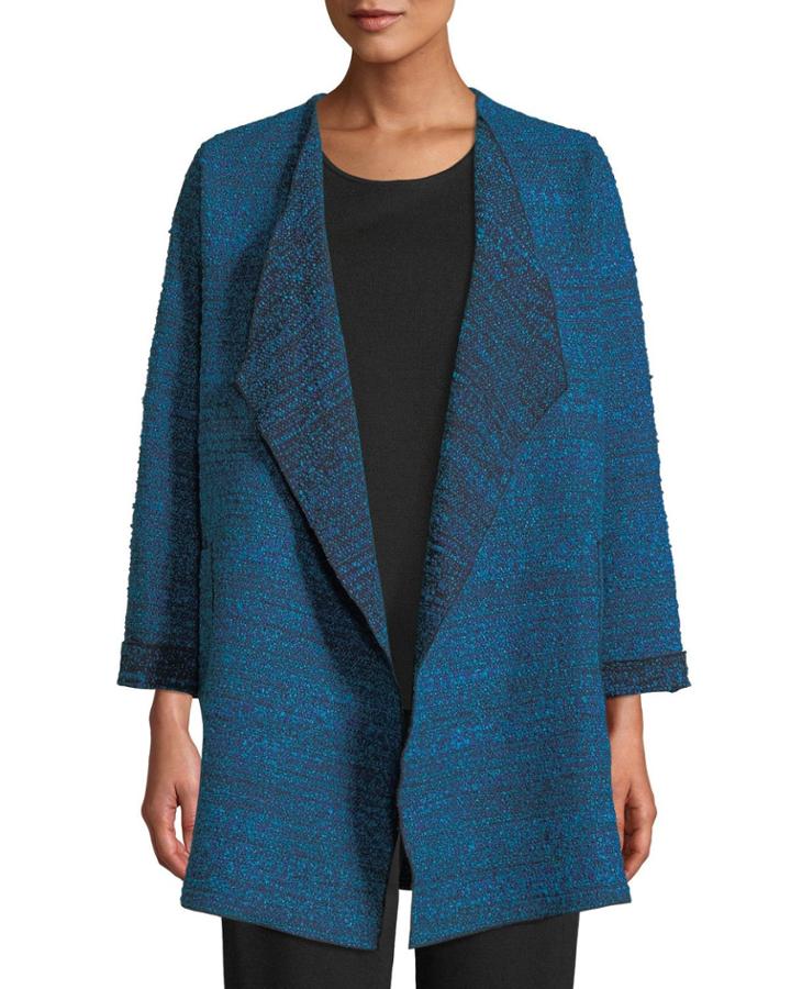 Free-flowing Full-sleeve Tweed Saturday Topper Jacket
