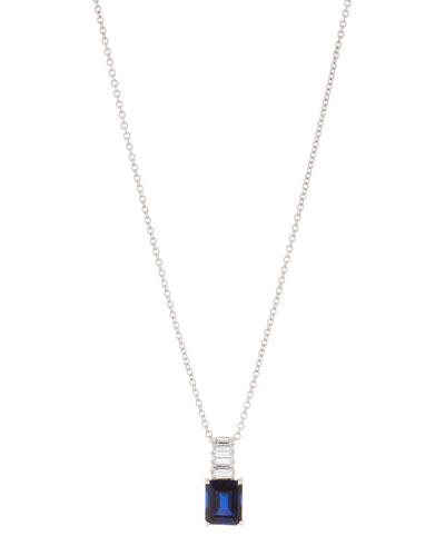 Emerald-cut Synthetic Sapphire Pendant Necklace