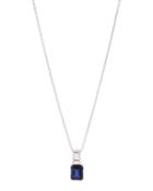 Emerald-cut Synthetic Sapphire Pendant Necklace
