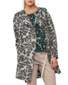 Tropical Leave Jacquard Hidden Zip Coat
